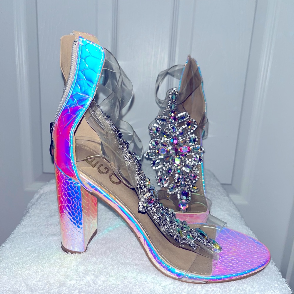 Iridescent platform heels